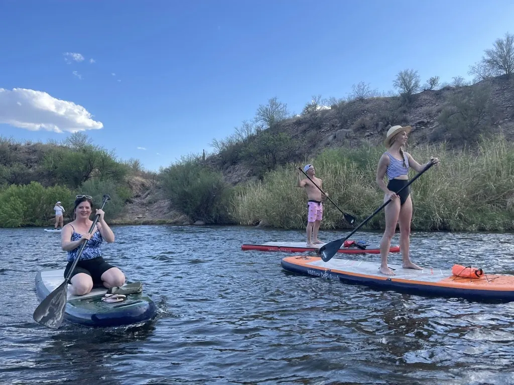 Paddleboard Rentals 1 Group Of Paddleboarders On Stand-Up Paddleboard Rentals Floating The Lower Salt River Near Mesa, Arizona